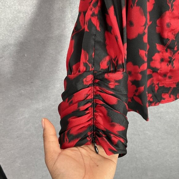 Chico's Top Women XL (3/5) Dark Floral Long Sleeve Button‎ Up Boho Career - Picture 6 of 14